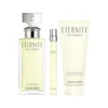 Shop Calvin Klein Eternity for Women Eau de Parfum Gift Set. Includes 100ml EDP, body lotion, and 10ml purse spray. A timeless floral fragrance with rose, lily, and sandalwood.