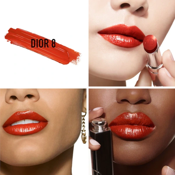 Dior Addict Shine Lipstick Nr 8 Refillable 90% Natural Origin Ingredients Dior Addict Refillable Lipstick Nr 8 brick red shade