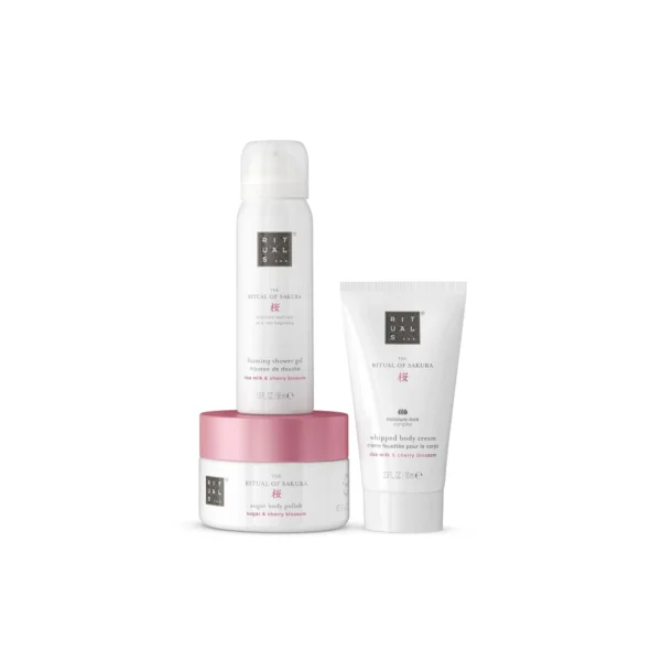 Rituals The Ritual of Sakura Trial Set Shower Gel Body Scrub Body Cream Cherry Blossom Rice Milk Rituals The Ritual of Sakura 3 Piece Body Care Trial Set